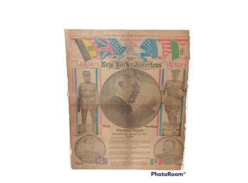 NEW YORK AMERICAN NEWSPAPER PAGE FROM 1918   EPHEMERA  WW1 ERA       22.5'X17'