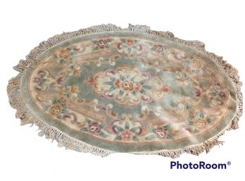 OVAL HAND HOOKED AREA RUG 59'X37'