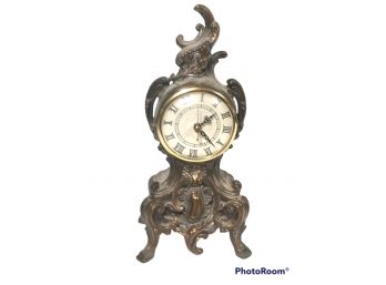 BATTERY OPERATED METAL CAST MANTLE CLOCK