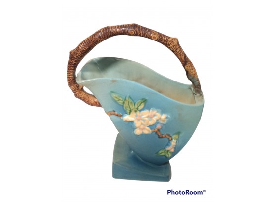 Roseville Pottery Apple Blossom Blue Basket 311-12   10'X4.5'X12'