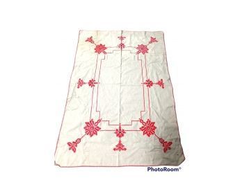 ANTIQUE EMBROIDERED HAND MADE BLANKET   44'X66'