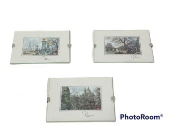 LOT OF 3 SMALL LITHOGRAPH PRINTS OF PARIS