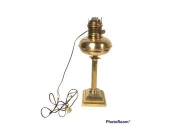 VINTAGE BRASS TABLE LAMP CONVERTED FROM AN ABCO ROCHESTER OIL LAMP