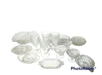 HUGE LOT OF CUT GLASS TABLEWARE, PLATES , GOBLETS, TRAYS