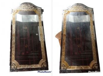 PAIR OF ANTIQUE GOLD GLASS INLAY MIRRORS  51.4'X24'  EACH