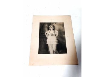 ANTIQUE LITHOGRAPH PRINT OF A BEAUTIFUL VICTORIAN GIRL  8'X11'