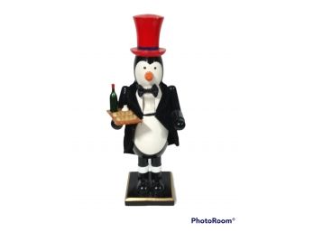 PENGUIN WITH RED TOP HAT WAITER NUTCRACKER 14' TALL
