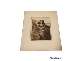 ANTIQUE LITHOGRAPH PRINT FROM ABRAHAM & STRAUS ART GALLERIES 12'X9'