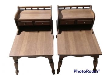 PAIR OF MID CENTURY MERSMAN TWO TIER END TABLES 25'X19.5'X27.5'