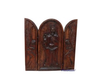 RELIGIOUS JESUS 3 FOLD CARVED WOOD WALL HANGING