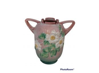Vintage Roseville U.S.A.Pottery - White Rose Double Handled Vase 979-6 6