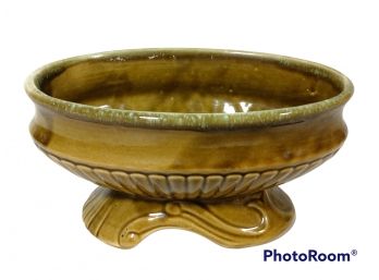 VINTAGE MCCOY ART POTTERY YELLOW/GOLD  OVAL WAVE SHAPED FOOTED PLANTER