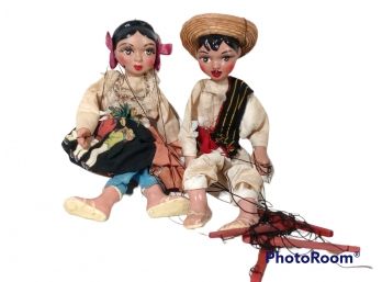 PAIR OF PELHAM MEXICAN MALE & FEMALE MARIONETTE PUPPETS