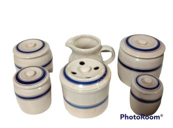 LOT OF LILLIAN VERNON CORP STONEWARE KITCHEN CANISTERS AND PITCHER