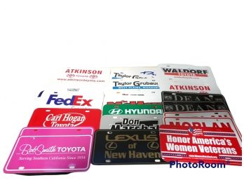 HUGE LOT OF CAR DEALERSHIPPROMOTIONAL LICENSE  PLATE INSERTS AND FEDEX