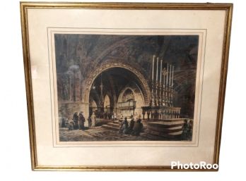 CHURCH OF ST. FRANCIS SIGNED PRINT BY ASEL H. HAIG 32'X27.5'