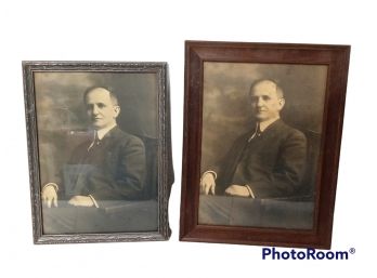 PAIR OF ANTIQUE PHOTOGRAPH PORTRAITS OF THE SAME GENTLEMAN