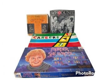 BOARD GAME LOT, MURDER SHE WROTE, CAREERS, THE QUESTION BOX, & WHODUNIT
