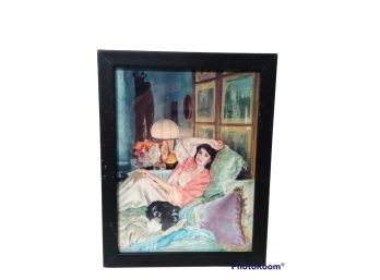 AARON SHIKLER  FRAMED PRINT 'FIGURE IN AN INTERIOR'  PERSONALIZED AND SIGNED ON THE BACK 8.5'X7'