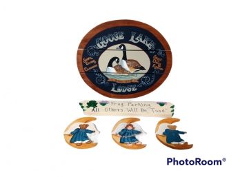 HANDMADE WOOD SIGNS & DECORATIONS, GOOSE LAKE LODGE SIGN, FROG PARKING ALL OTERS WILL BE TOAD SIGN, &