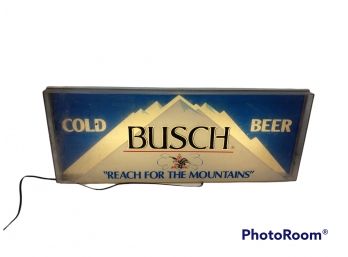 BARWARE COLD BUSCH BEER LIGHT UP ADVERTISING BAR SIGN  TESTED AND WORKS