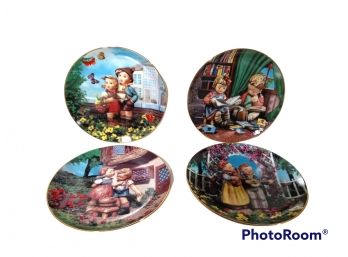 LOT OF 4 COLLECTIBLE MJ HUMMEL PLATES FROM THE LITTLE COMPANIONS COLLECTION