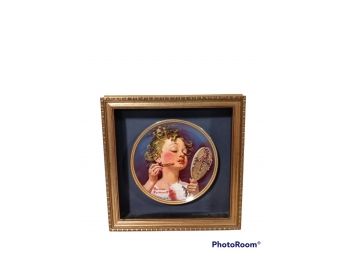 NORMAN ROCKWELL FRAMED COLLECTIBLE PLATE 'MAKING BELIEVE AT THE MIRROR' NO. 20050