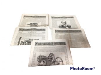 LOT OF 5  ANTIQUE (1874-1875) SCIENTIFIC AMERICAN WEEKLY JOURNAL NEWSPAPERS