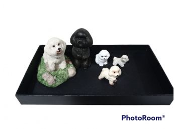 MIX LOT OF DOG FIGURINES, CHARMSTONE FIGURE BY ARTIST EARL SHERWAN & OTHER FIGURINES