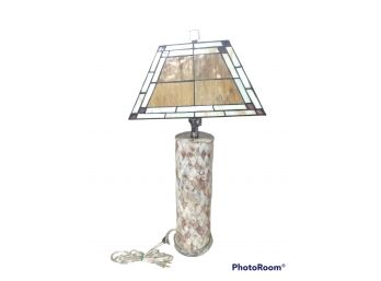 MARBLE & SLY GLASS TABLE LAMP 28' TALL