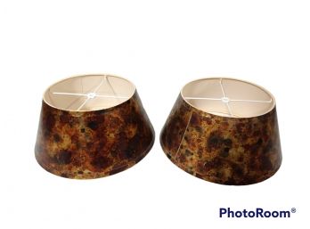 PAIR OF MID CENTURY LAMP SHADES WITH DRIED FLOWER DESIGN