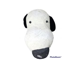 GIANT HAND MADE SNOOPY HEAD MADE OUT OF STYRO FOAM AND PAINTED GOLF BALLS. 43'X20'X16'