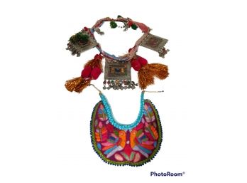 Massive Banjara Vintage Boho Handmade Kuchi Tribal Afghan Glass, Beaded Pendant Necklace