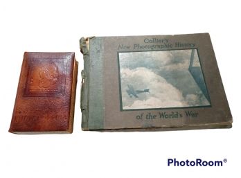 ANTIQUE PAIR OF BOOKS, COLLIER'S NEW PHOTOGRAPHIC HISTORY 1919, & THE NEW MODERN ENCYCLOPEDIA 1944
