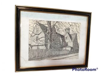 ETCHING PRINT OF THE HOUSE OF THE SEVEN GABLES IN SALEM, MA 15.25'X12.5'
