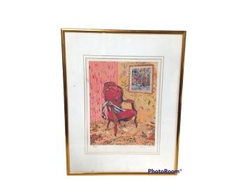 Susan Johnson Signed Numbered Art Print French Arm Chair In Corner 18.5'X14.5'