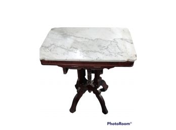 ANTIQUE MARBLE TOP END TABLE