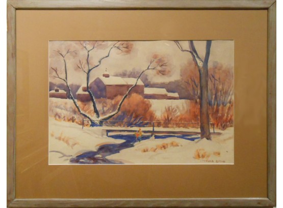 Thomas Eaton: Winter Landscape With Boys Fishing