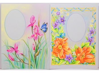 Two Illustrations For Floral Greeting Cards