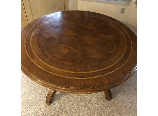 Beautiful Mexican Inlaid 52' Round Dining Table-  Glass Top Bdr