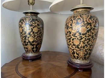 Pair Of Asian Ceramic Lamps LR