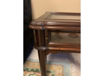 End Table With Glass Top And Drawer OF