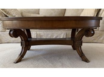 Beautiful  Oval Coffee Table With Wood Inlay LR
