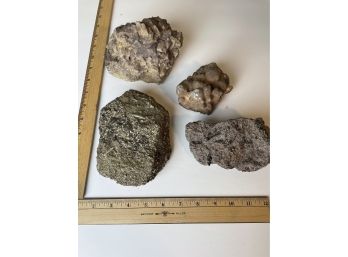 Lot Of 4 Rocks - Pyroclastic And Fossils Wr