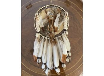 Large Southwest Dream Catcher.  Fur, Leather, Beads And Feather. Excellent Condition. Provenance Unknown WR