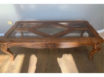 Wood Coffee Table With Glass Inserts LR