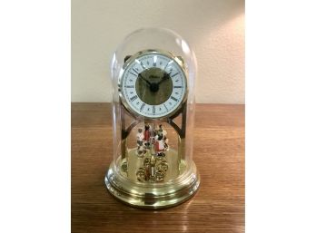 Glass Domed Clock- Dancing Figurines, Made In Germany By Haller Bfr