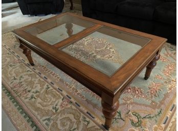 Large Coffee Table With Beveled Glass Top, On Castors OF