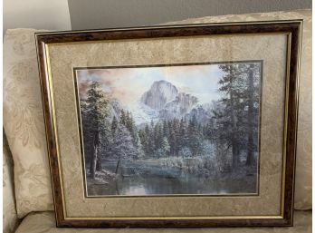 Framed Image Snowy Mountain Signed LR