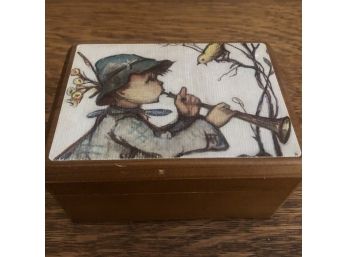 Vintage Reuge Swiss Music Box With Applied Little Boy Lithoprint  Br3